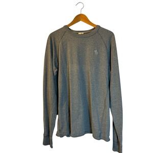 Abercrombie Fitch Men Gray Long Sleeve Crew‎ Neck Moose Logo Muscle Tee  XL